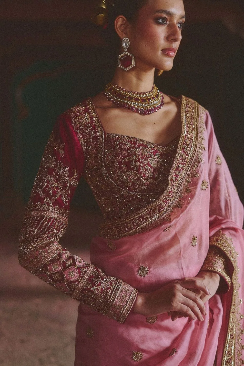 Pratichi Silk Saree by Jigar Mali in lilac, view 3