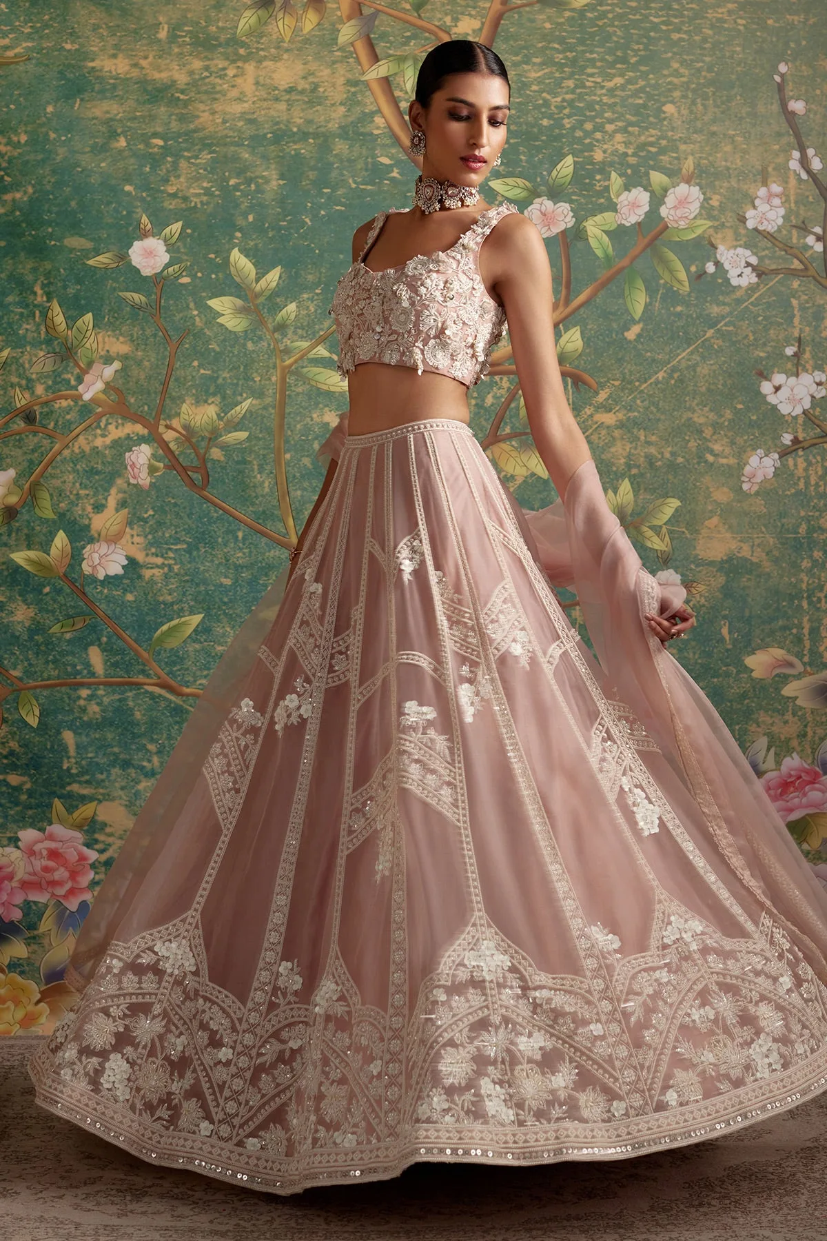 Grace Lehenga Set by Ridhi Mehra in pink
