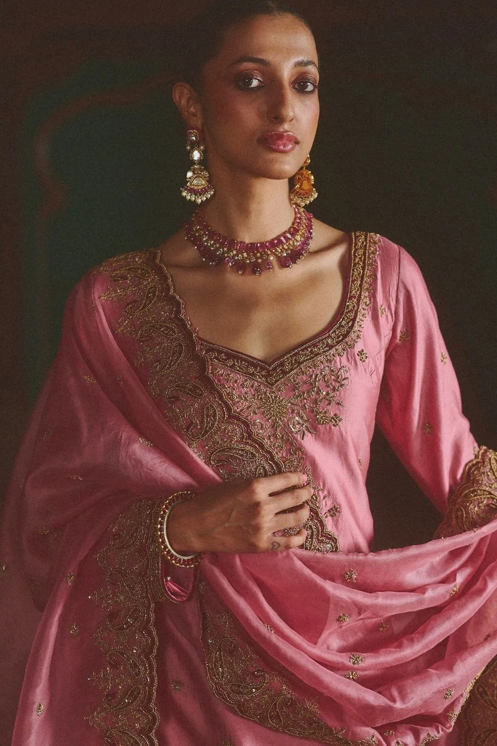 Nakshi Sharara Set by Jigar Mali in lilac, view 2