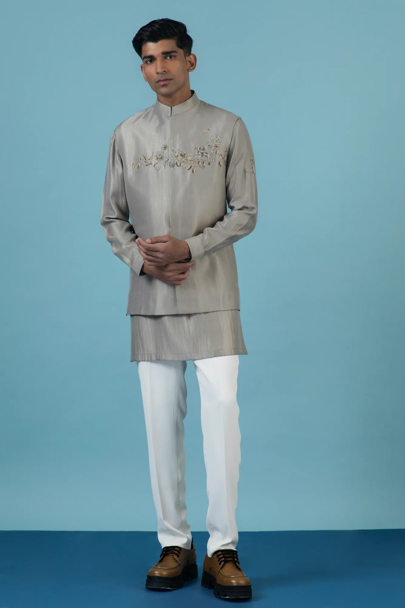Sage Jungle Nehru Jacket by Qbik