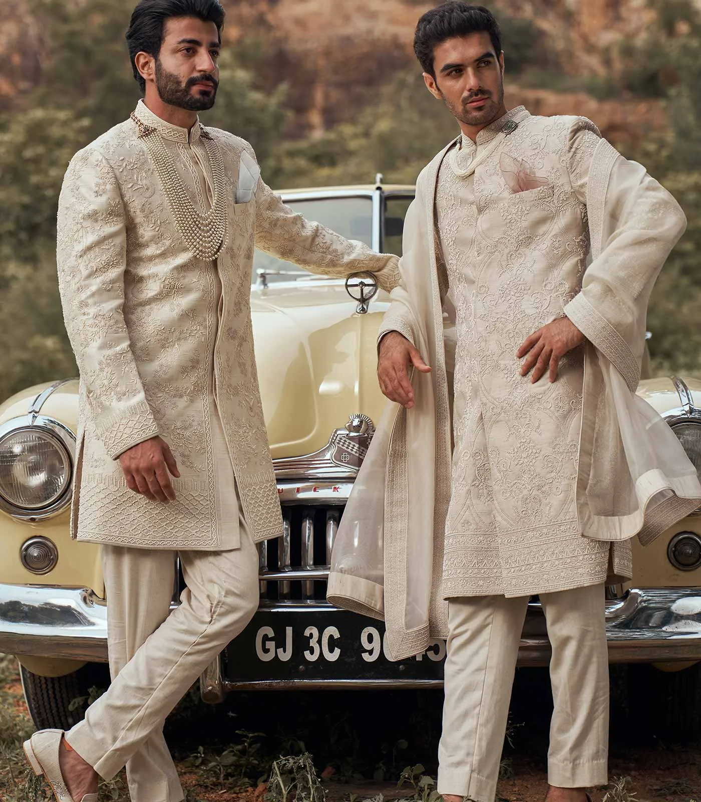 Vintage Boda Sherwani Set by Anushree Reddy
