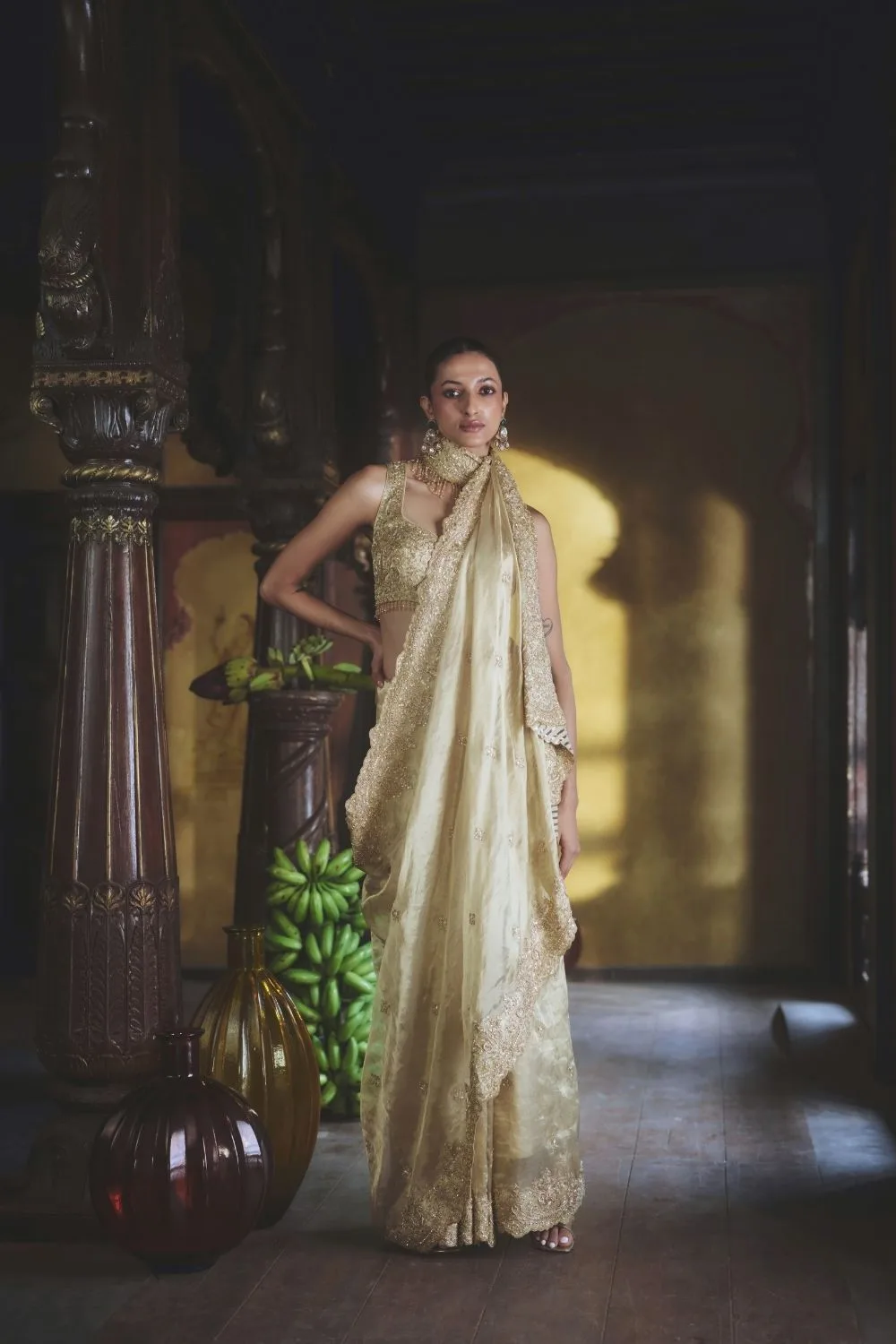 Tara Saree by Jigar Mali in gold