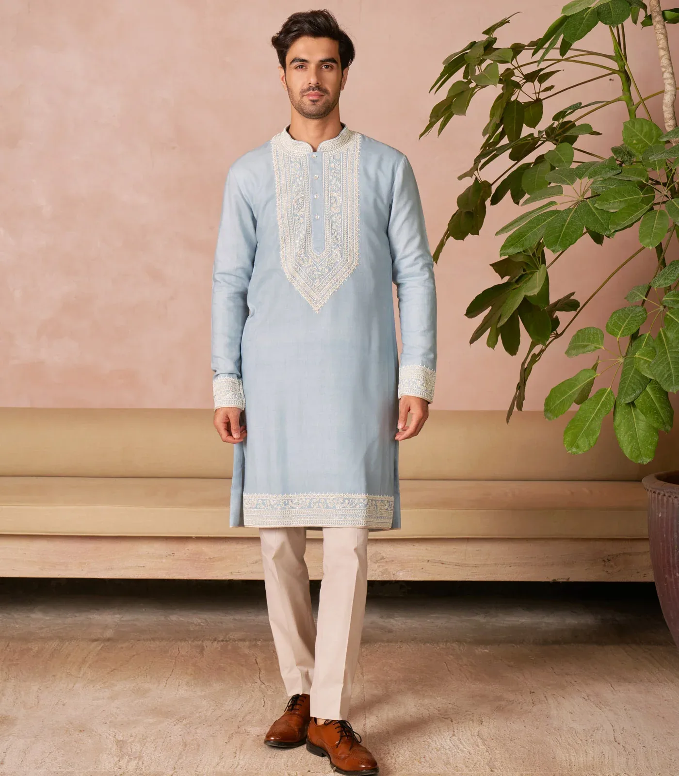 Aqua Blue Kurta Set by Anushree Reddy