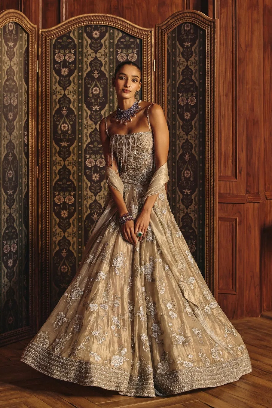 Samiya by Mahima Mahajan, silver lehenga