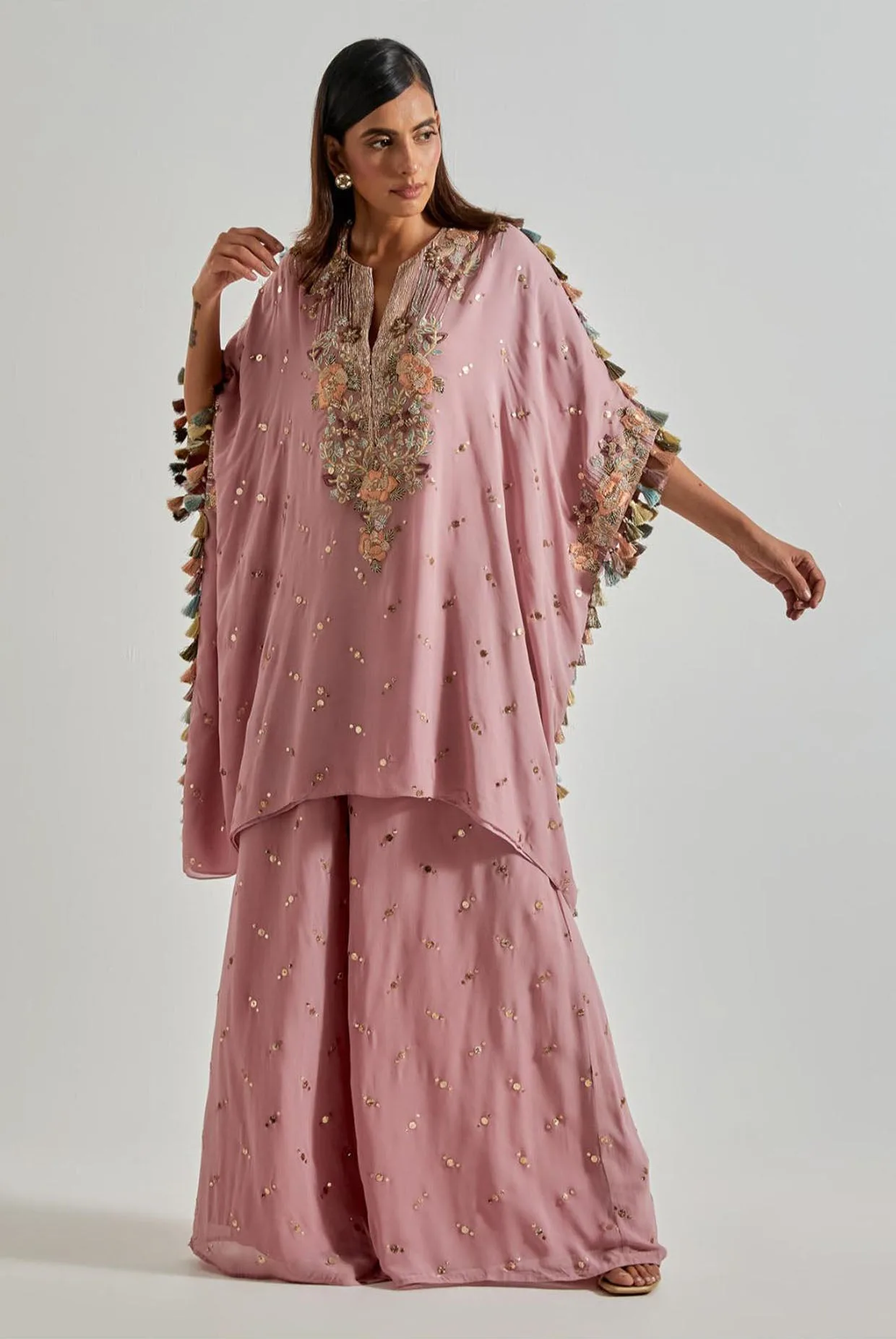 Lilac Kaftan with Mukaish Palazzo by Payal Singhal