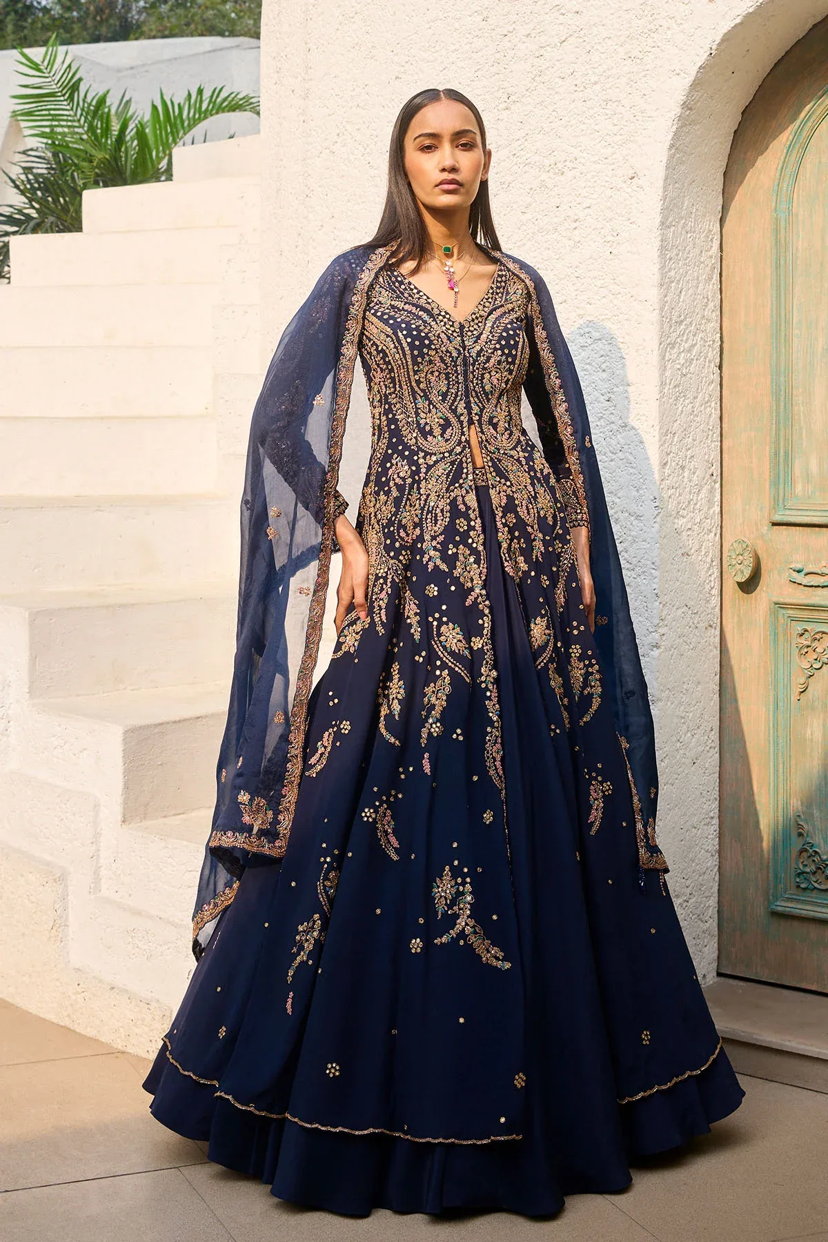 Amara Jacket Kurta with Skirt Set by Dolly J
