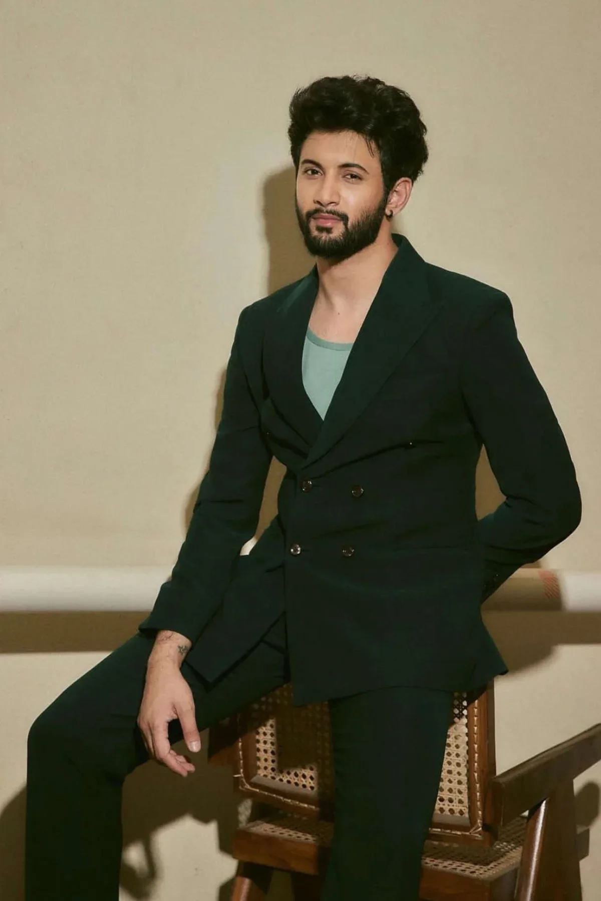 Rohit Suresh Saraf in Olive Green Double Breasted Suit by Sarab Khanijou