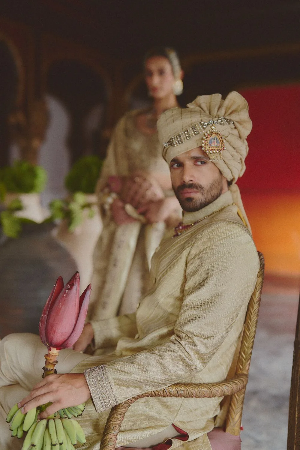 Navam Sherwani by Jigar Mali in gold, view 3