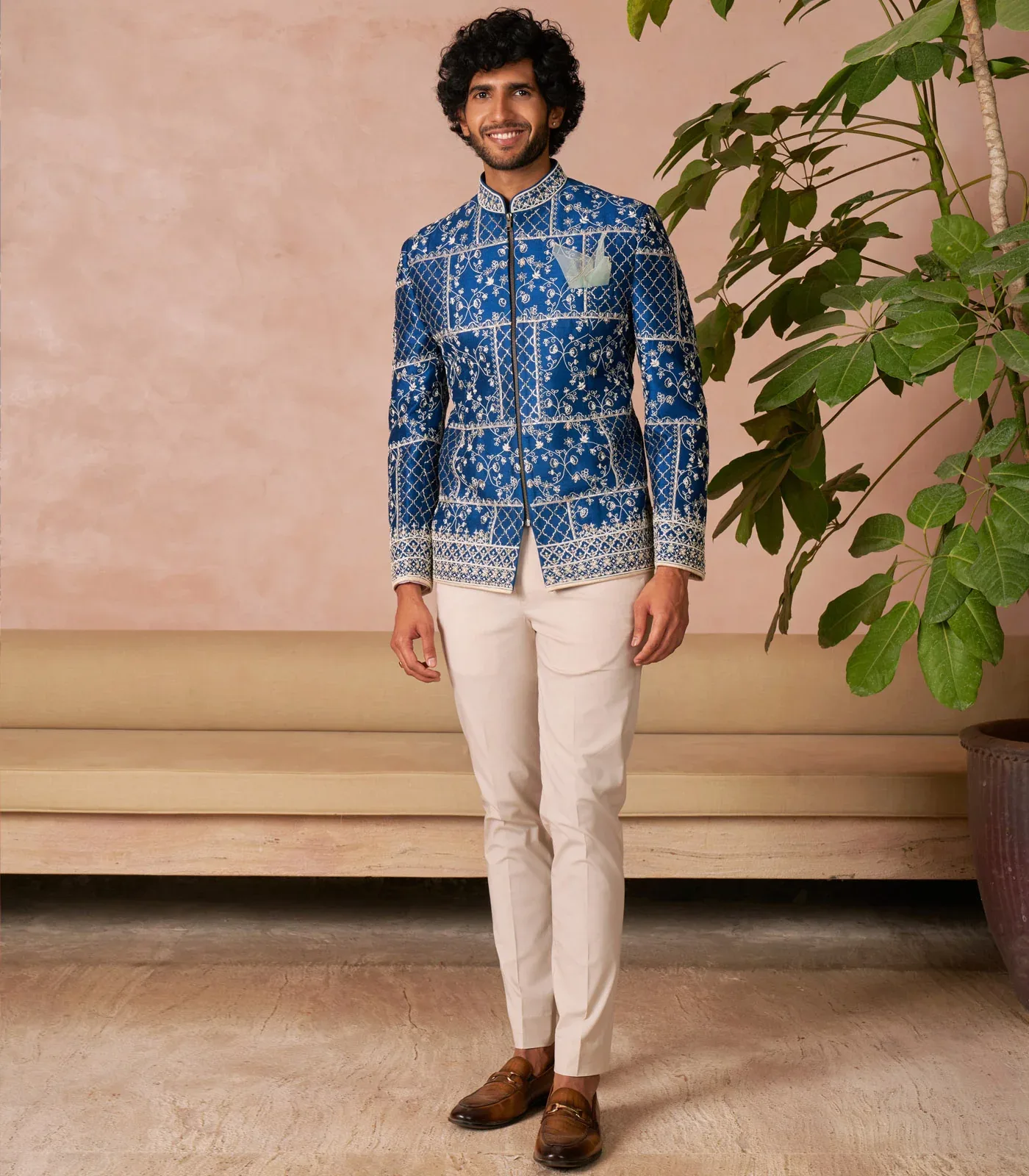 Creeper Bandhgala Set by Anushree Reddy