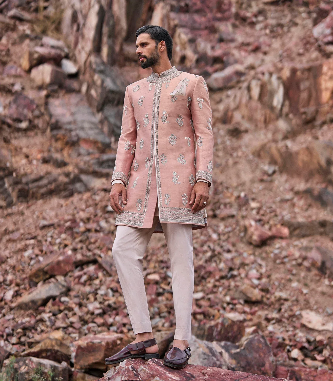 Nature Essence Butti Sherwani Set by Anushree Reddy