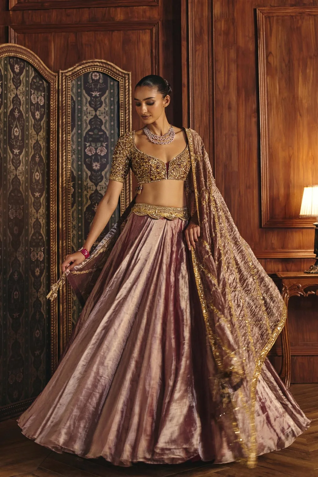 Sanaya by Mahima Mahajan, red lehenga, view 3
