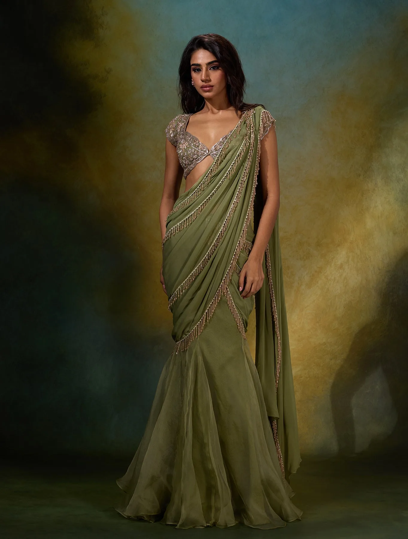 Isola by Shloka Khialani, champagne lehenga