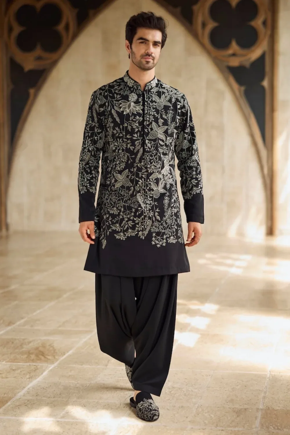Black & Silver Kurta Set by Seema Gujral
