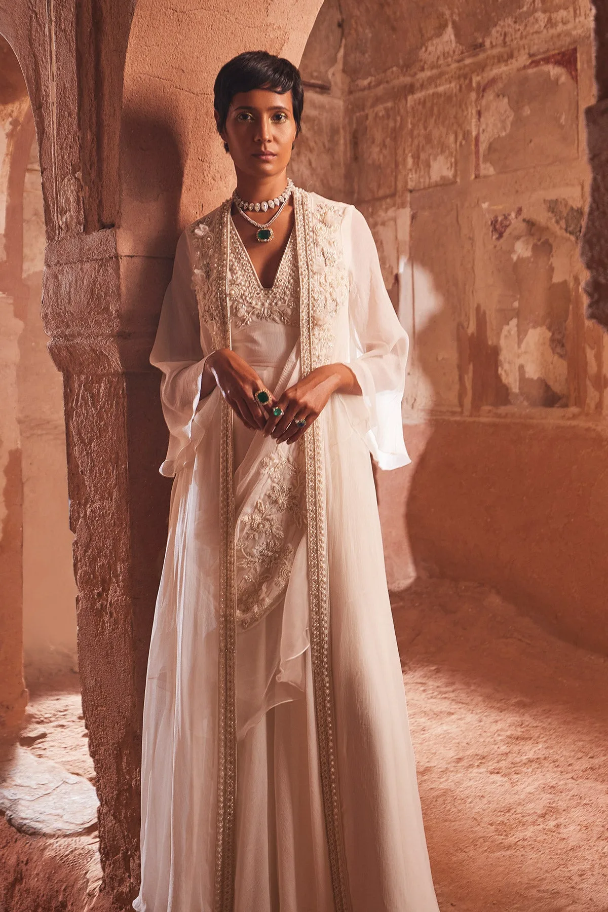 Aina by Ridhi Mehra in ivory, view 3