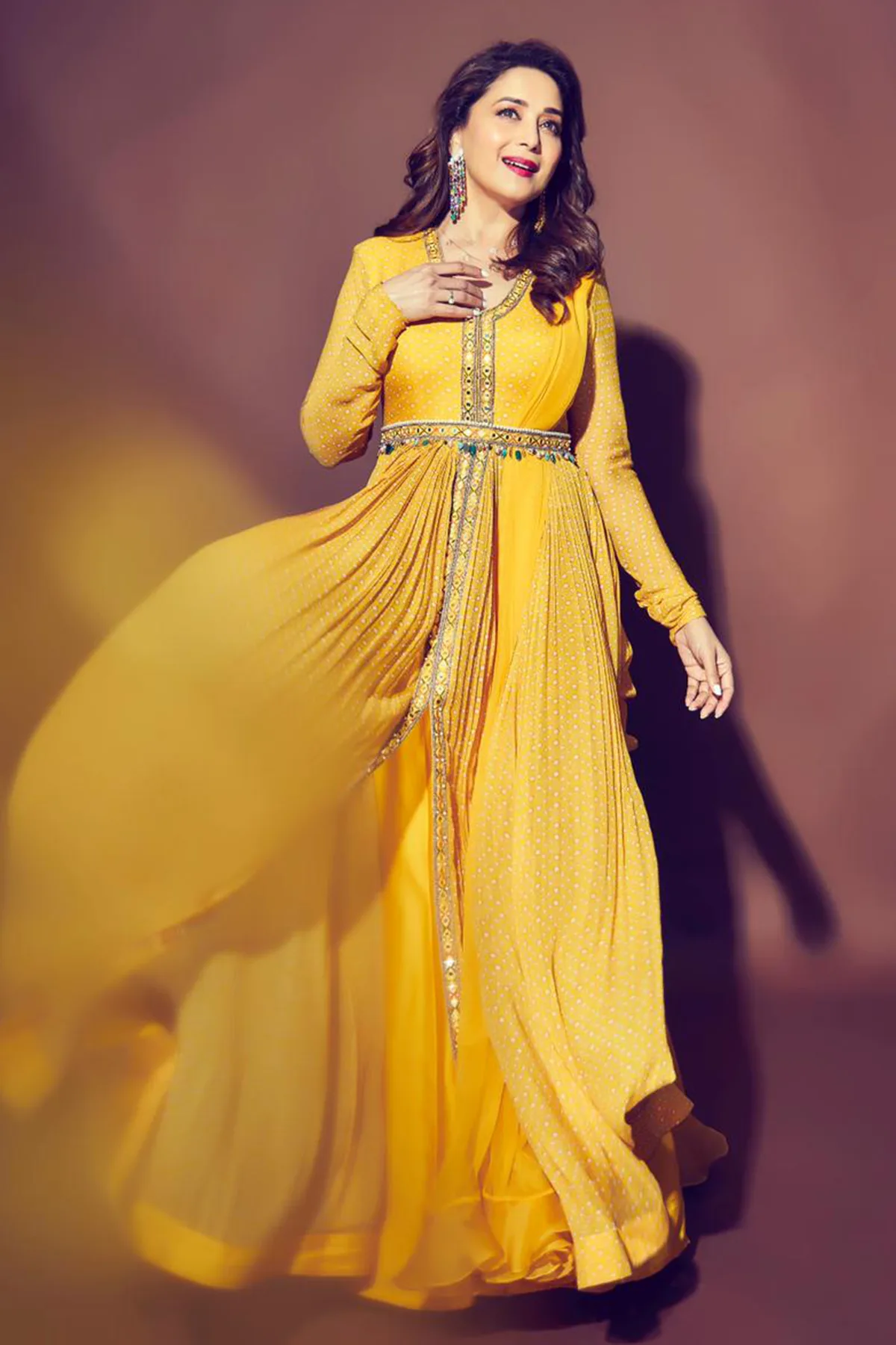 Madhuri Dixit In Martha by Ridhi Mehra, yellow anarkali