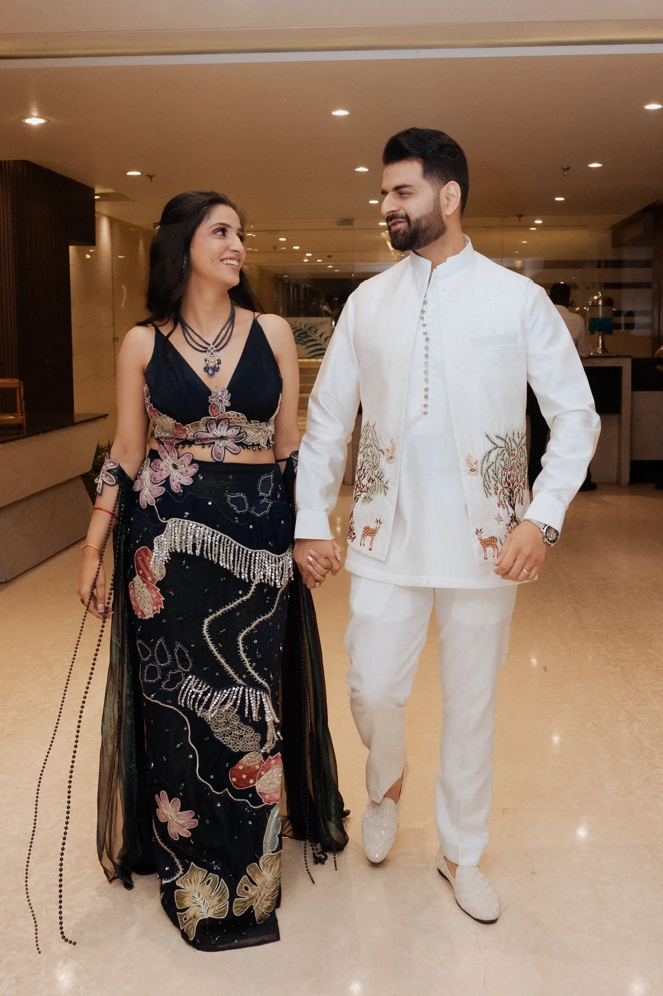 Tanu in Midnight blue mehbooba set by Rishi and Vibhuti