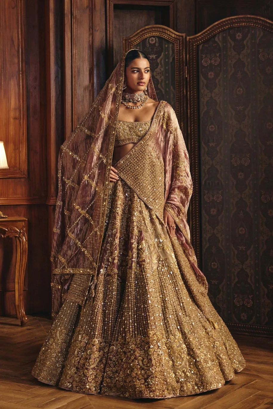 Izhaar by Mahima Mahajan, multicolour lehenga, view 3