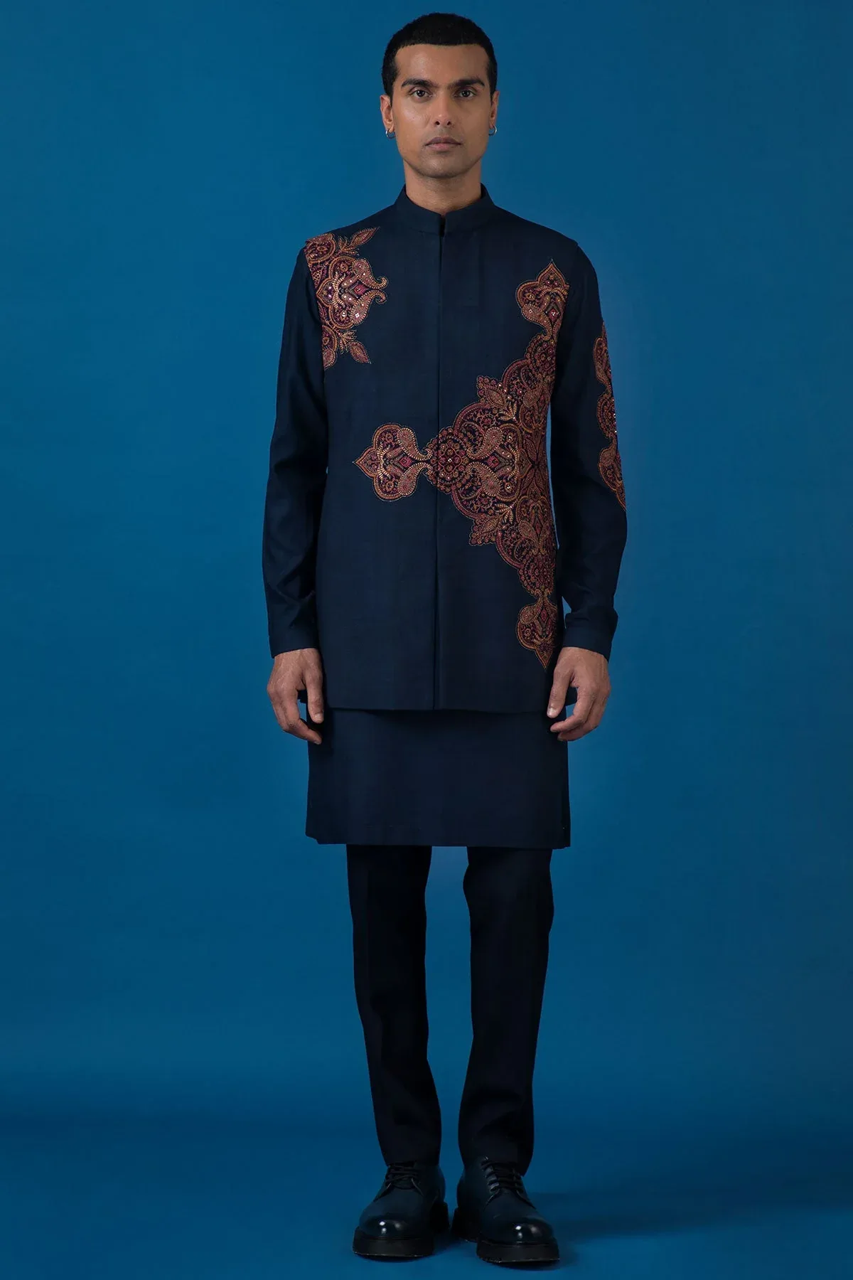 Blue Dew Nehru Jacket by Qbik