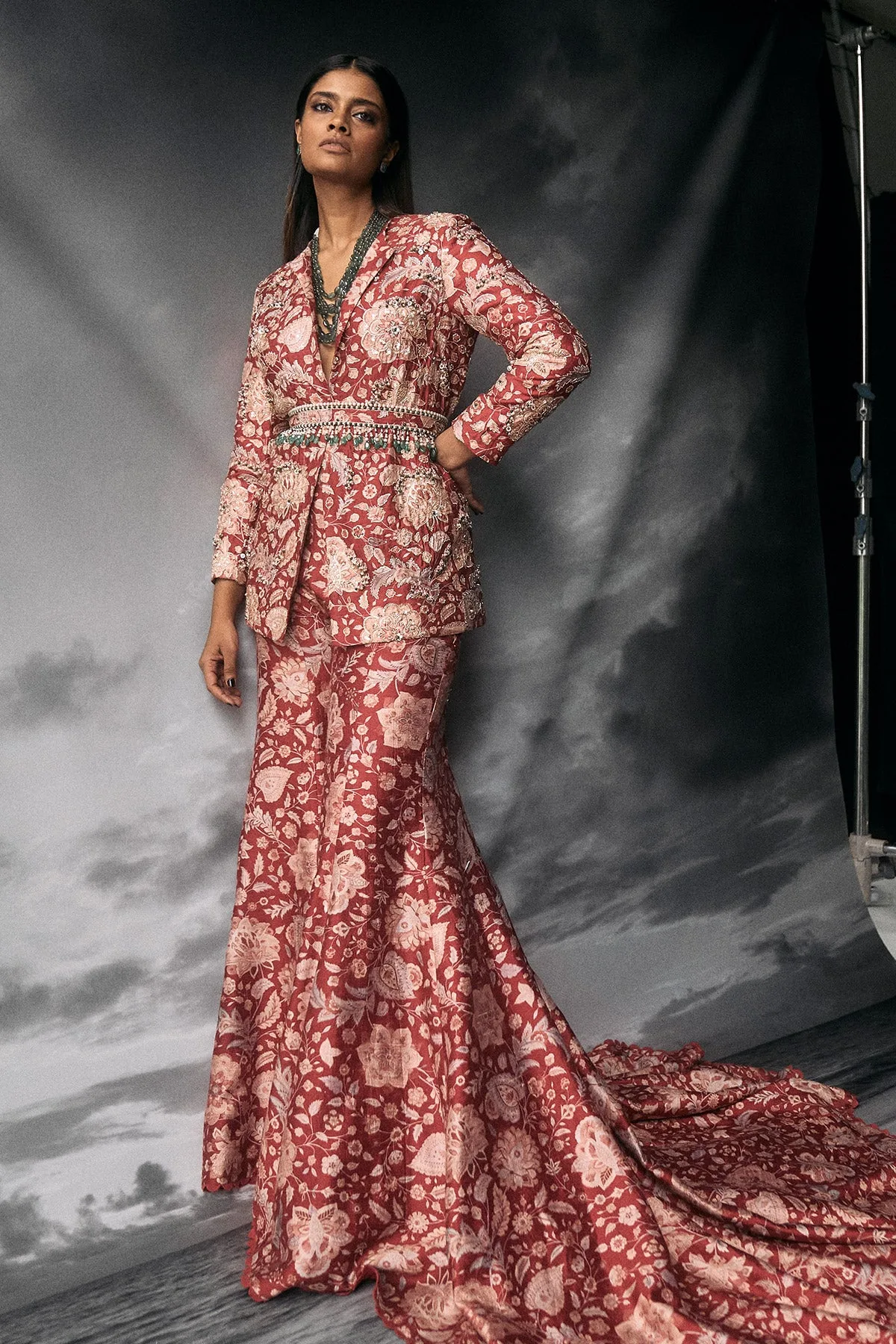 Icon Pantsuit by Ridhi Mehra, red co-ord set