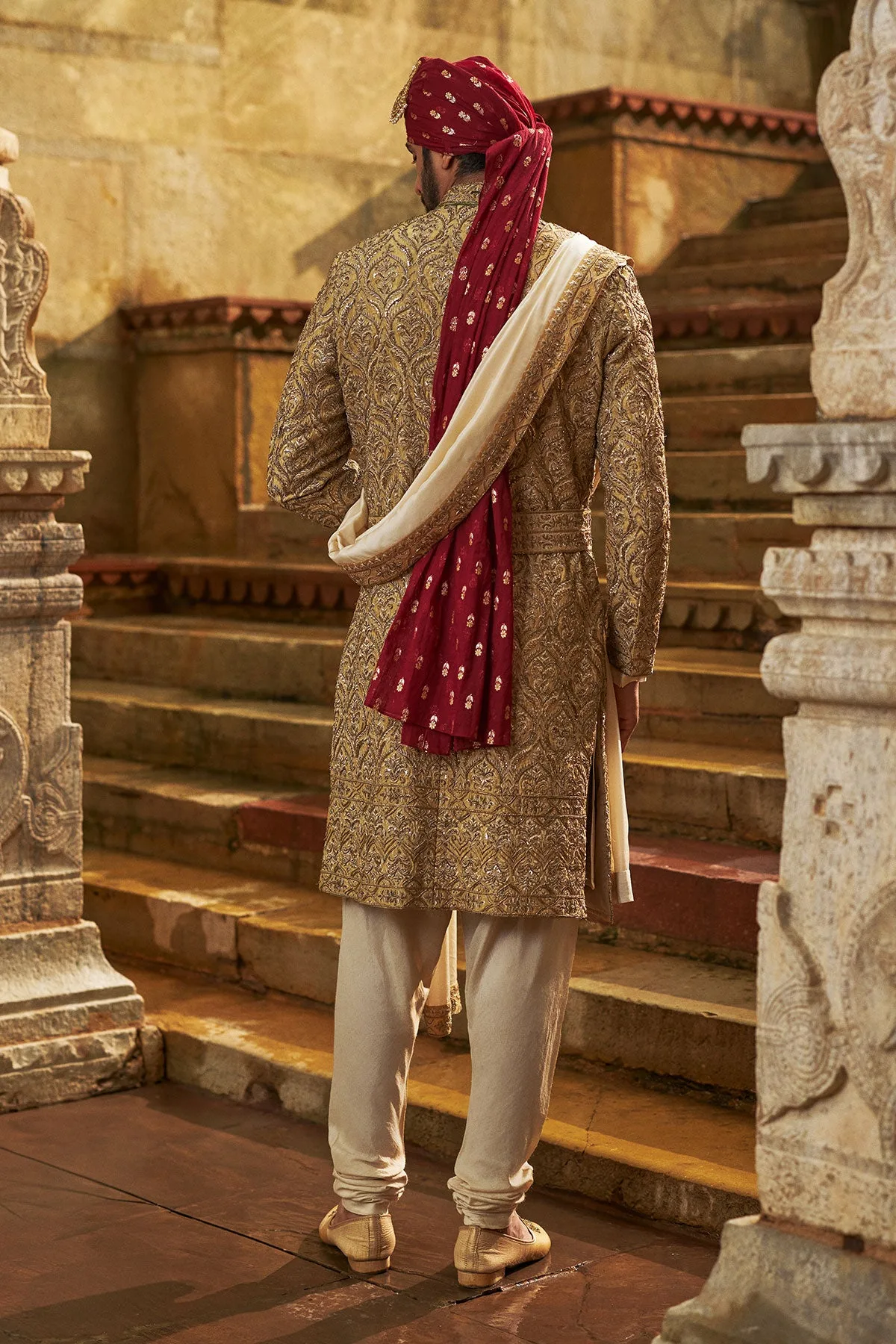 Blush Pink Sherwani Set by Nitika Gujral, view 4