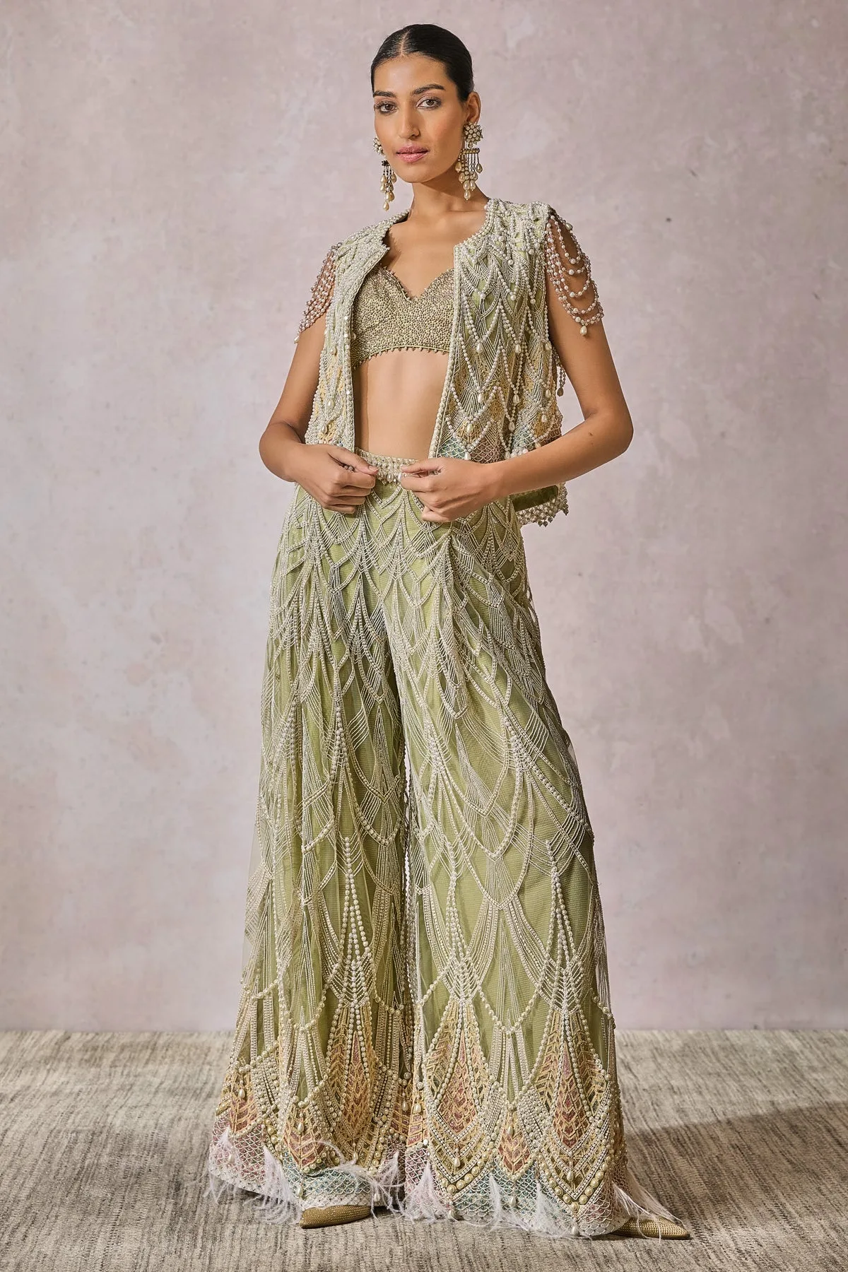 SOL Bustier Gilet Trousers by Tarun Tahiliani