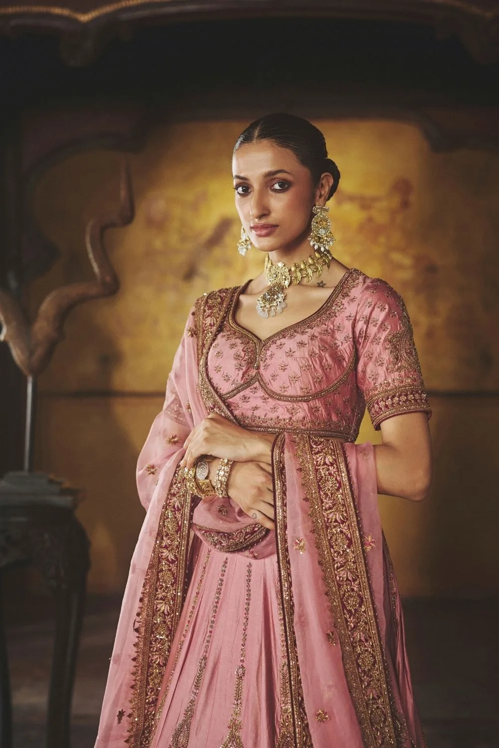Tapasvi Lehenga Set by Jigar Mali in lilac, view 3