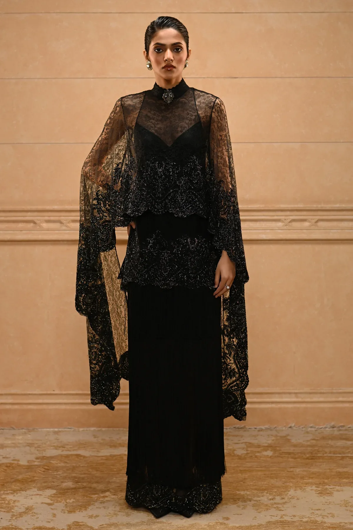 Noir Fringe Dress by Tarun Tahiliani