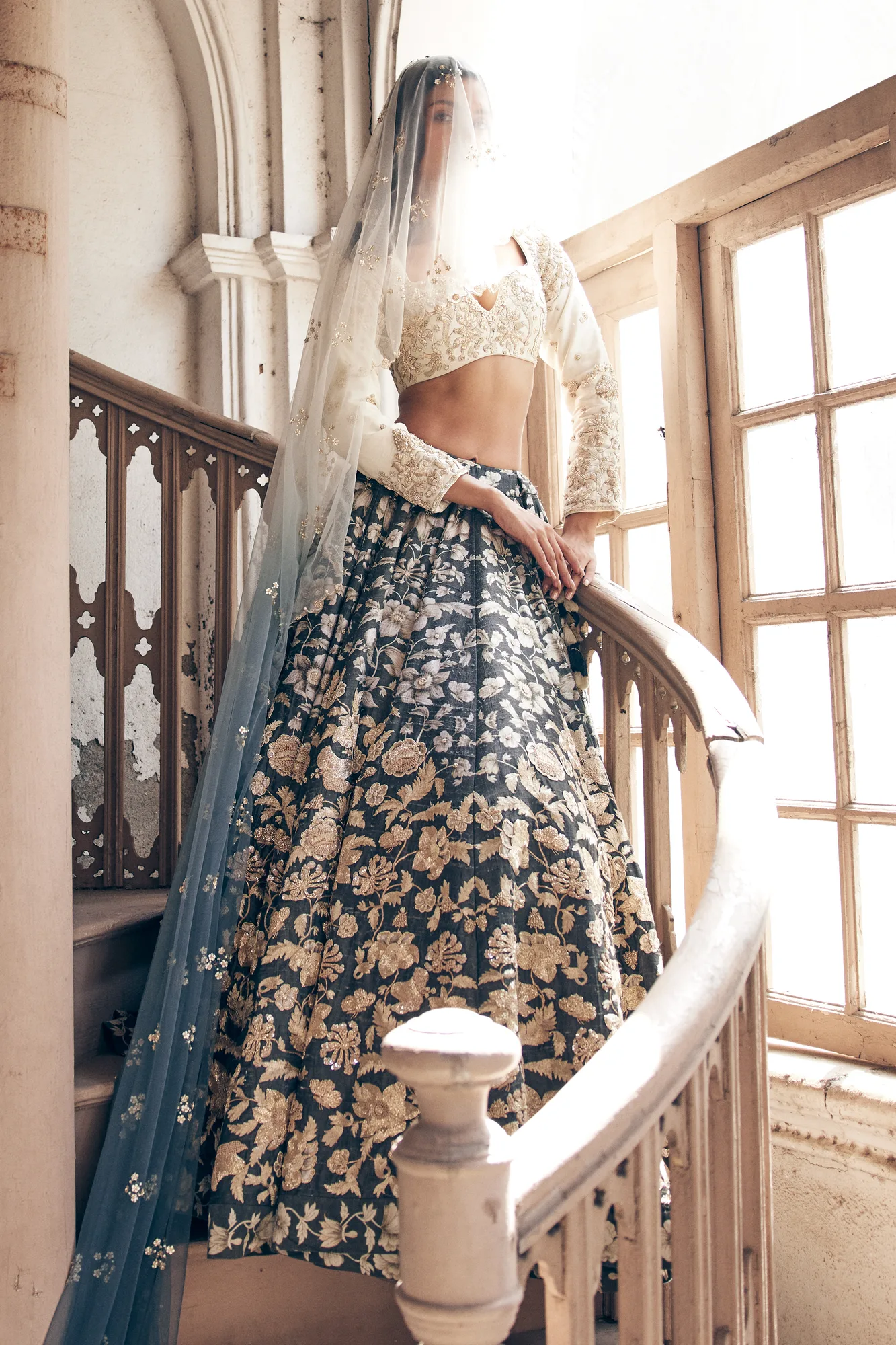 Diana Penty in the Athena Lehenga Set by Paulmi And Harsh in black, view 4