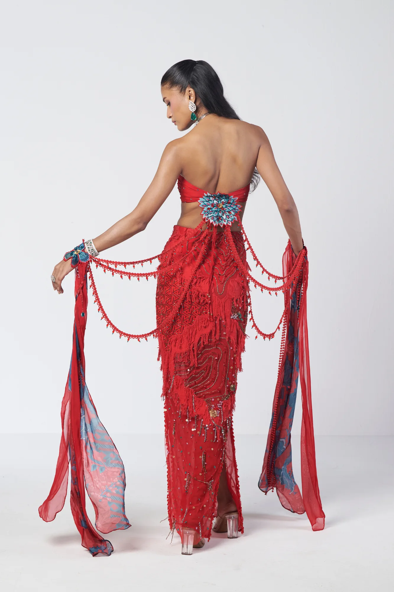 Scarlet Mehbooba Set by Rishi and Vibhuti, view 3