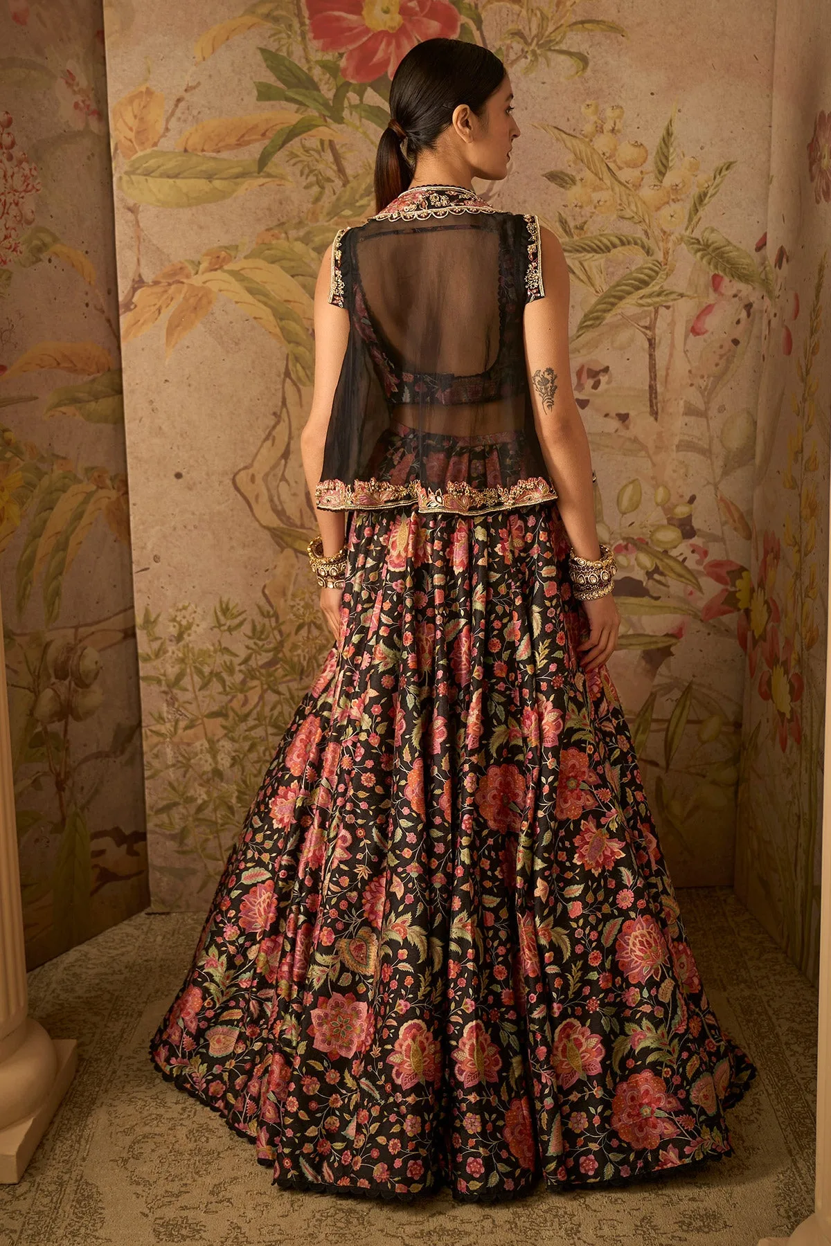 Razzle Lehenga Set by Ridhi Mehra in black, view 3