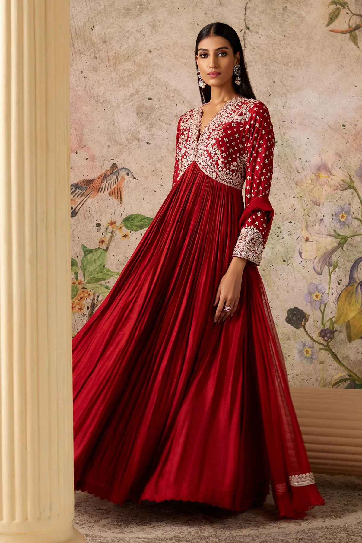 Sway Anarkali Set by Ridhi Mehra in red