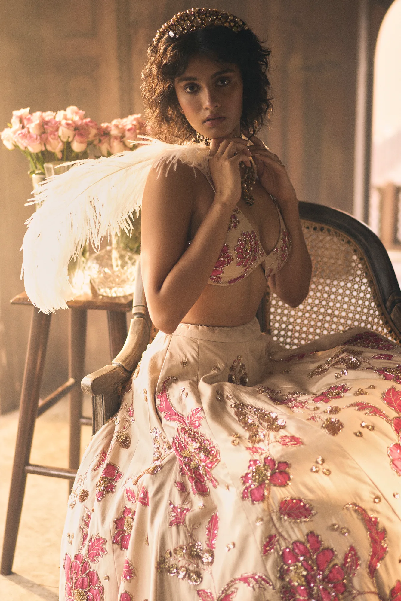 Josephine Lehenga Set by Paulmi And Harsh in ivory, view 3