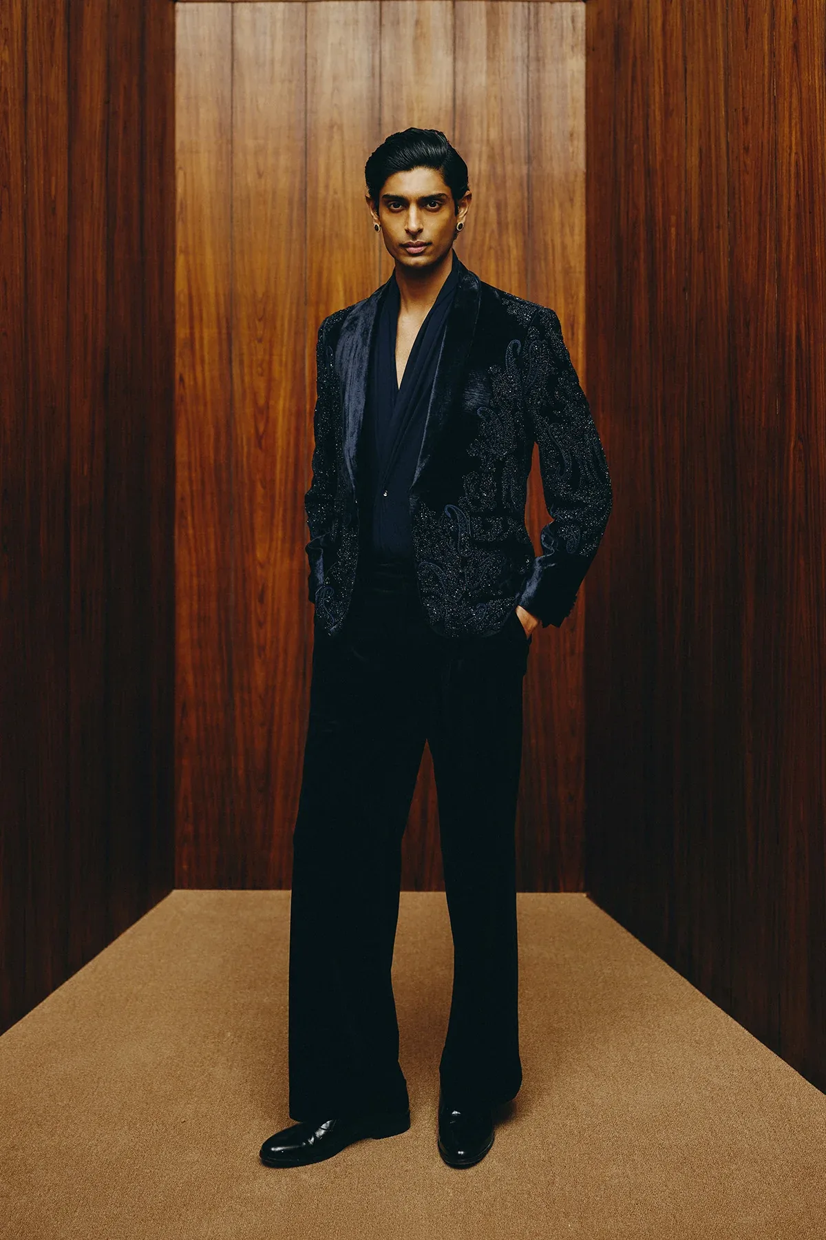 Midnight Paisley Velvet Tuxedo by Dolly J