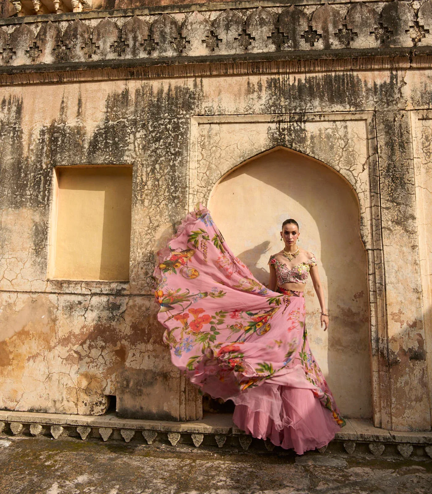 Janhvi Applique Skirt Set by Anushree Reddy