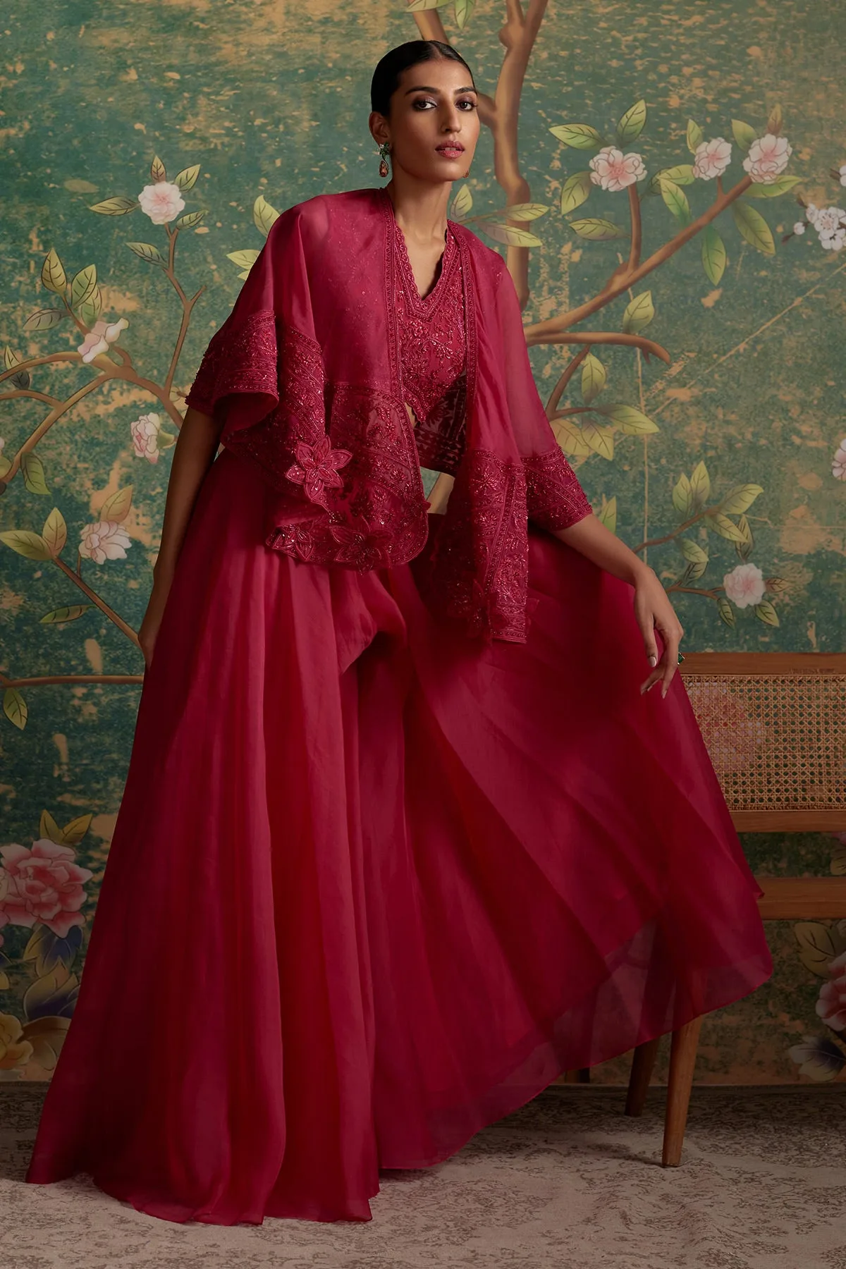 Sashay Sharara Set by Ridhi Mehra in red
