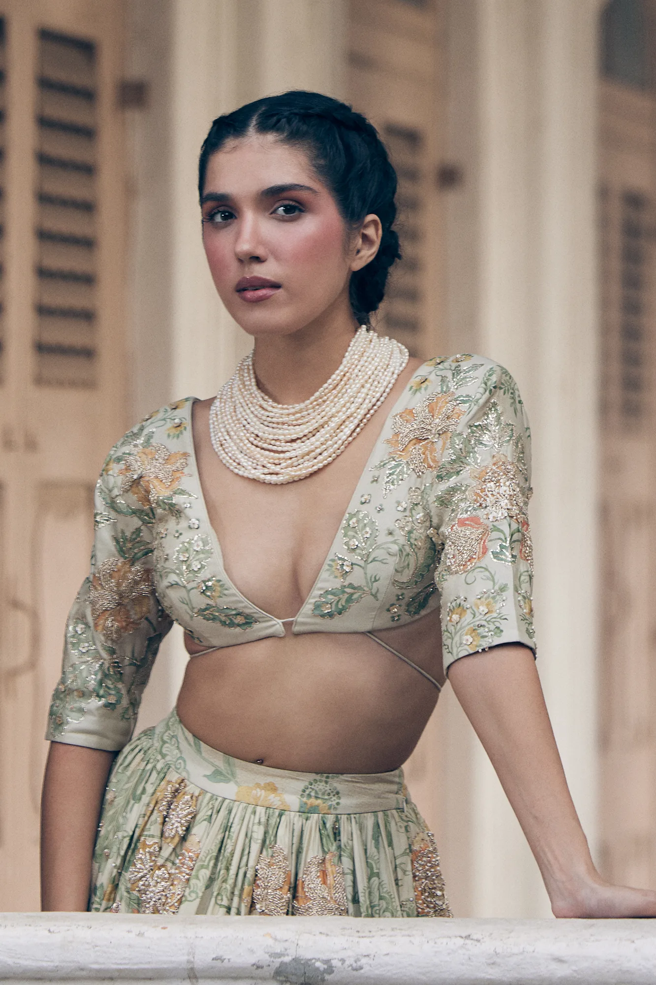 Nellie Lehenga Set by Paulmi And Harsh in yellow, view 3