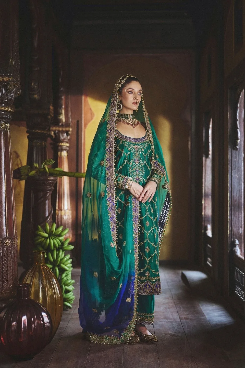 Pratham Suit Set by Jigar Mali in green