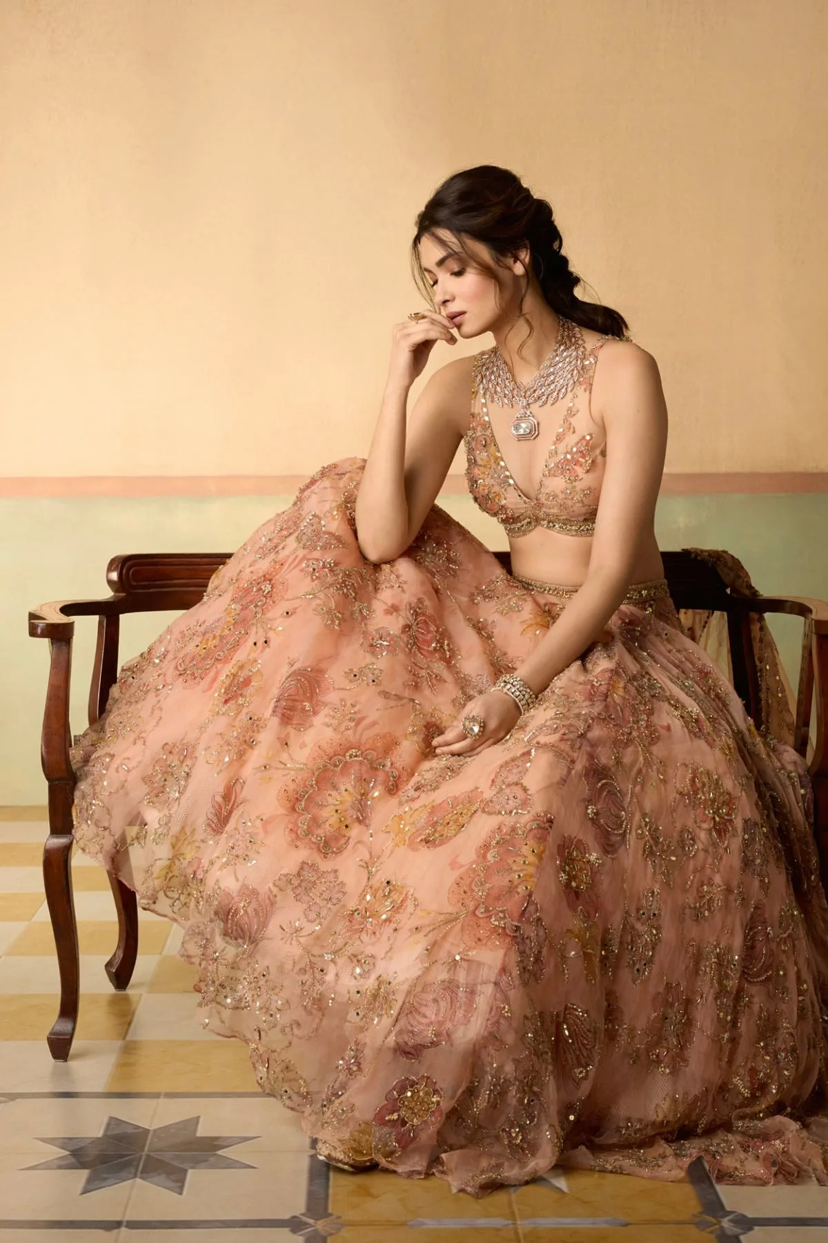 Diana Penty in Jagruti by Mahima Mahajan, pink lehenga