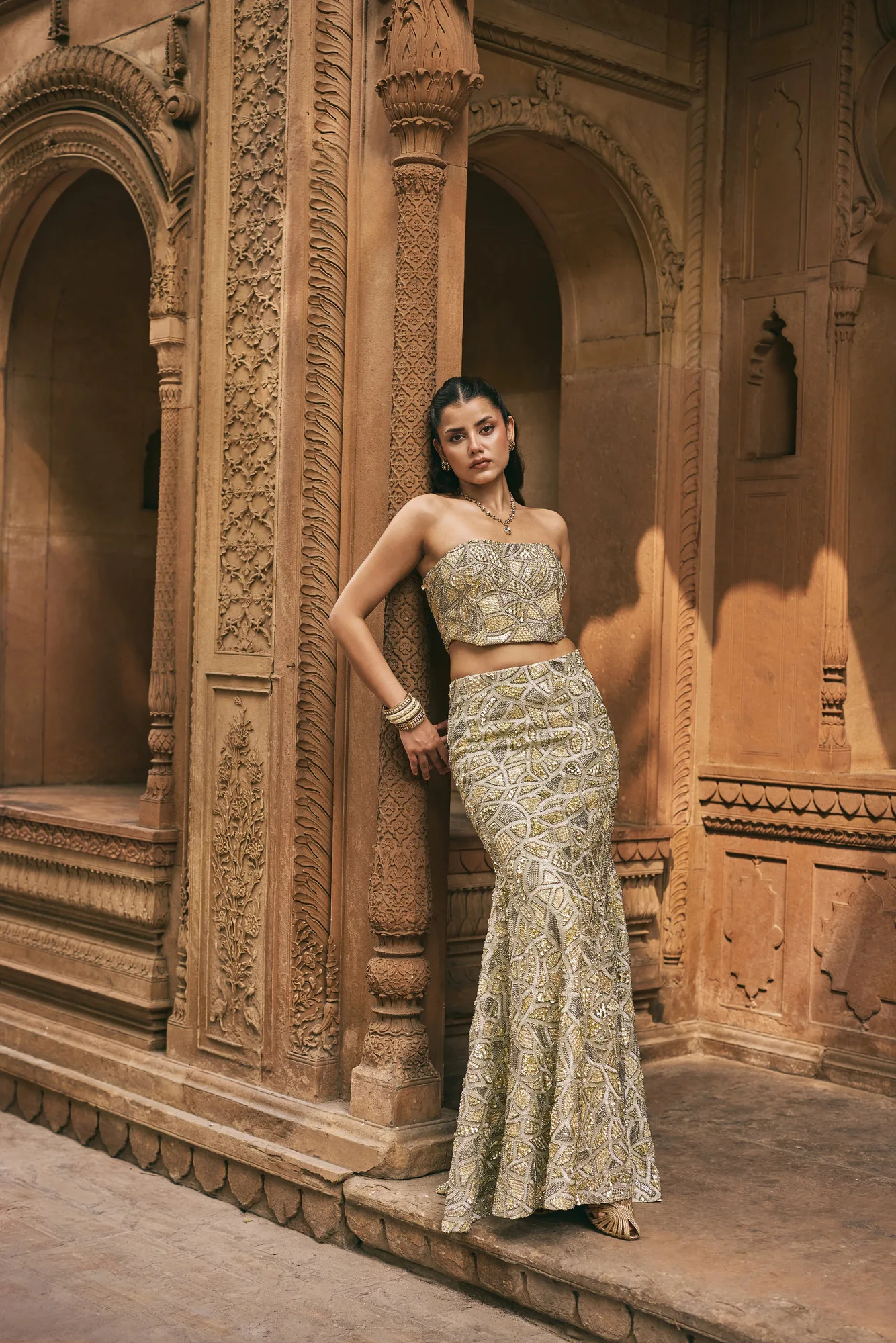 Laara Jacket Paired with Bustier & Skirt by SVA