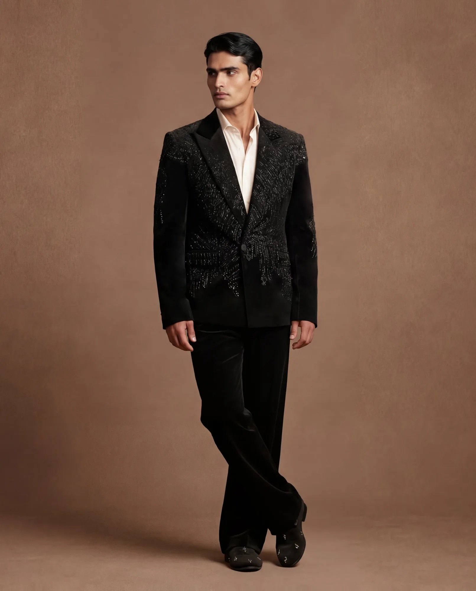 Grelvin Tuxedo, Shirt & Pant Set by Dolly J, charcoal grey jacket, view 3