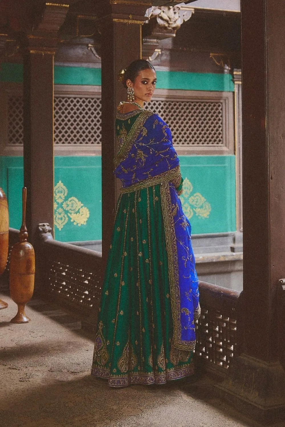 Chaitra Jacket Set by Jigar Mali in green, view 4