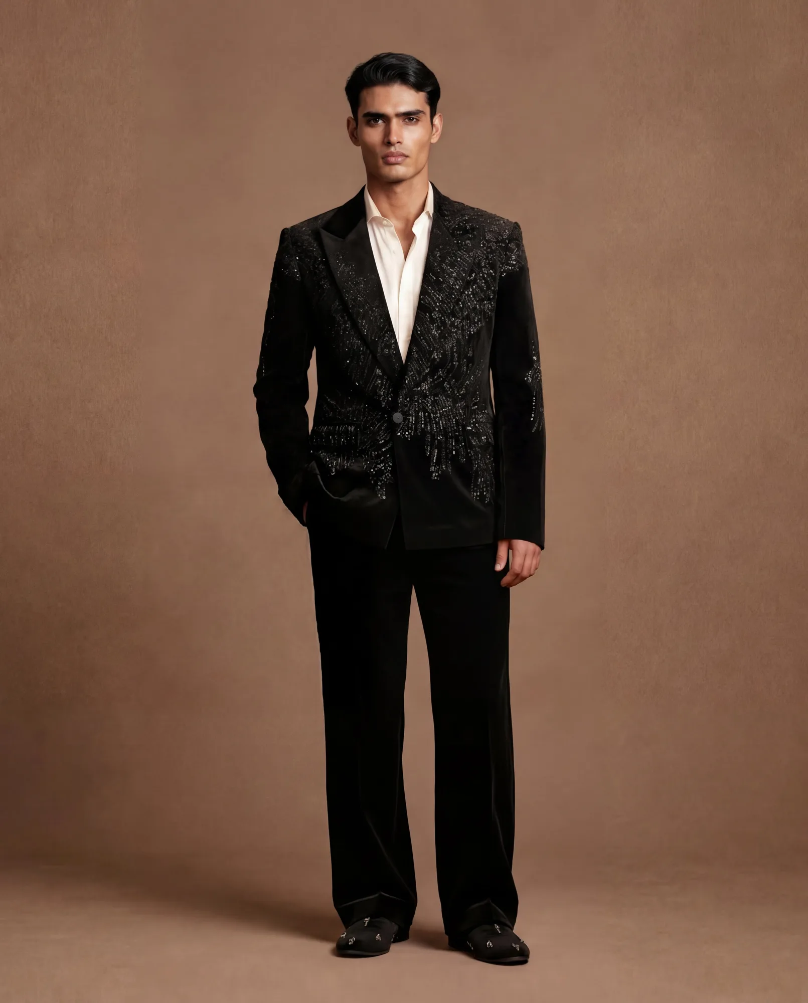Grelvin Tuxedo, Shirt & Pant Set by Dolly J, charcoal grey jacket