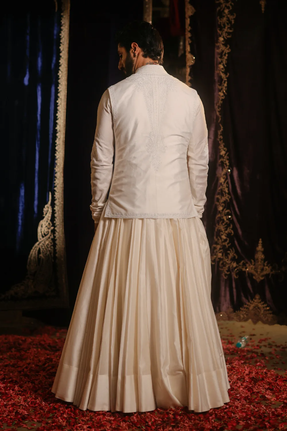 Kamal Jacket Set by Jigar Mali in ivory, view 4