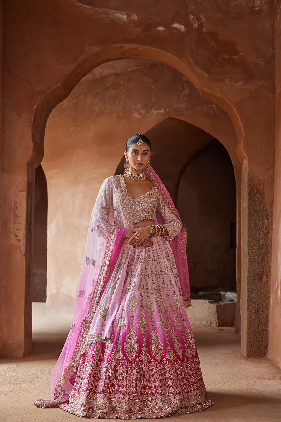 Ombré Dhwani Lehenga by Nitika Gujral