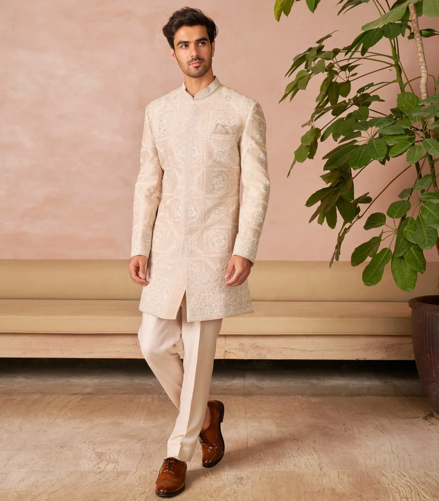 Ivory Sherwani Set by Anushree Reddy