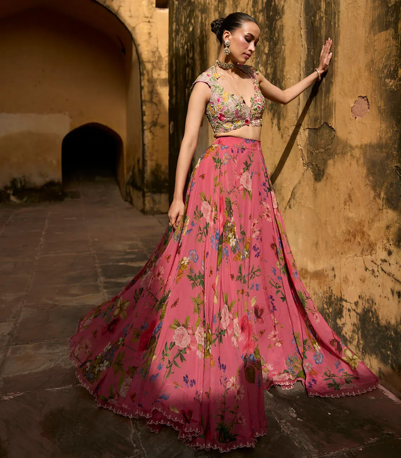 Janhvi Applique Skirt Set by Anushree Reddy
