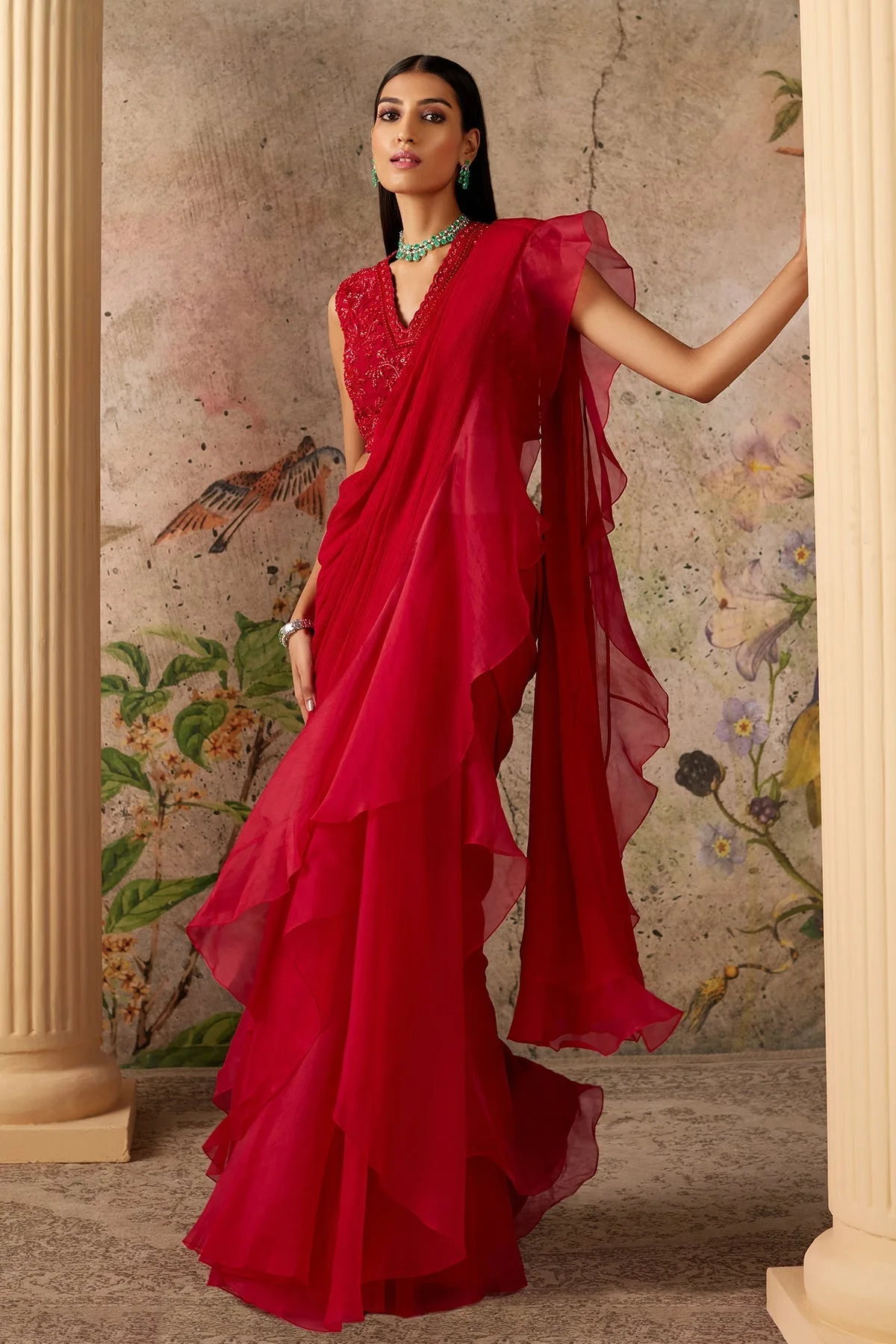 Ruffle Saree Set by Ridhi Mehra