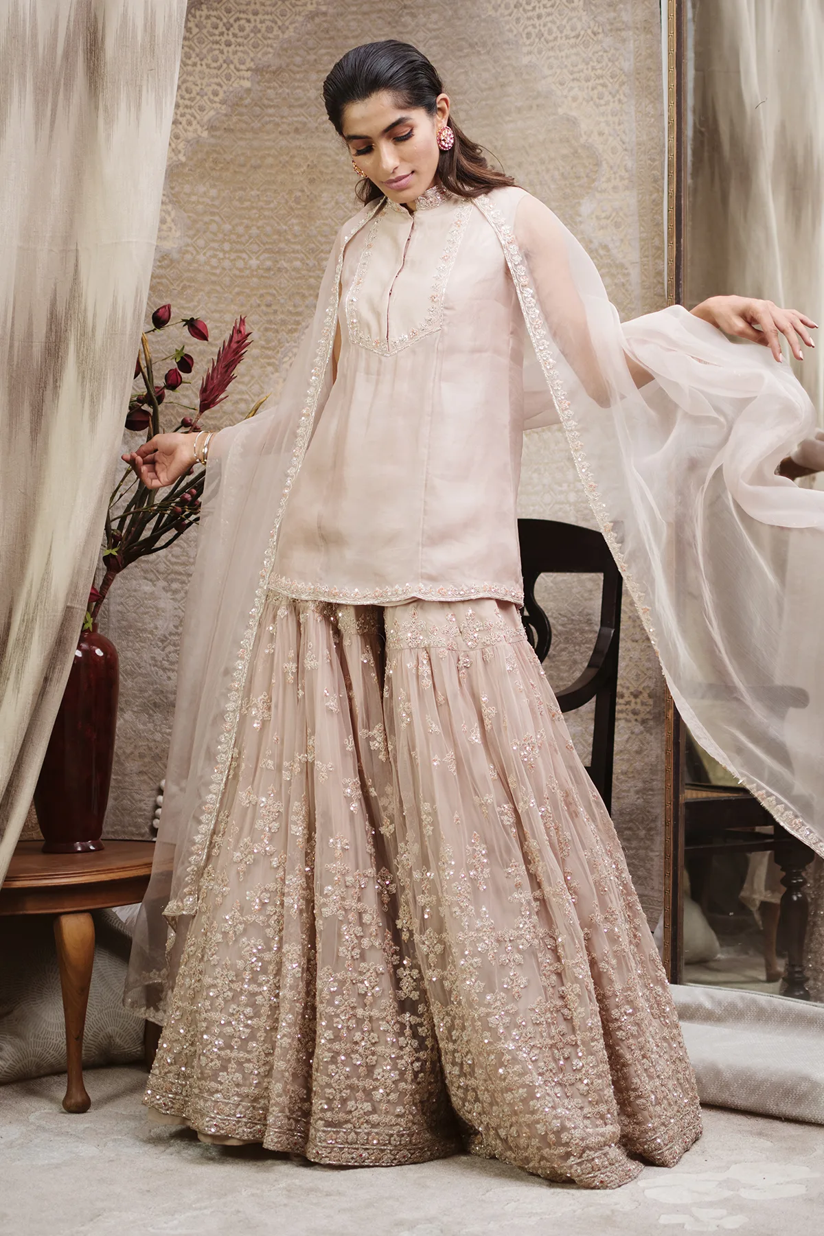 Mahim by Ridhi Mehra, champagne gharara