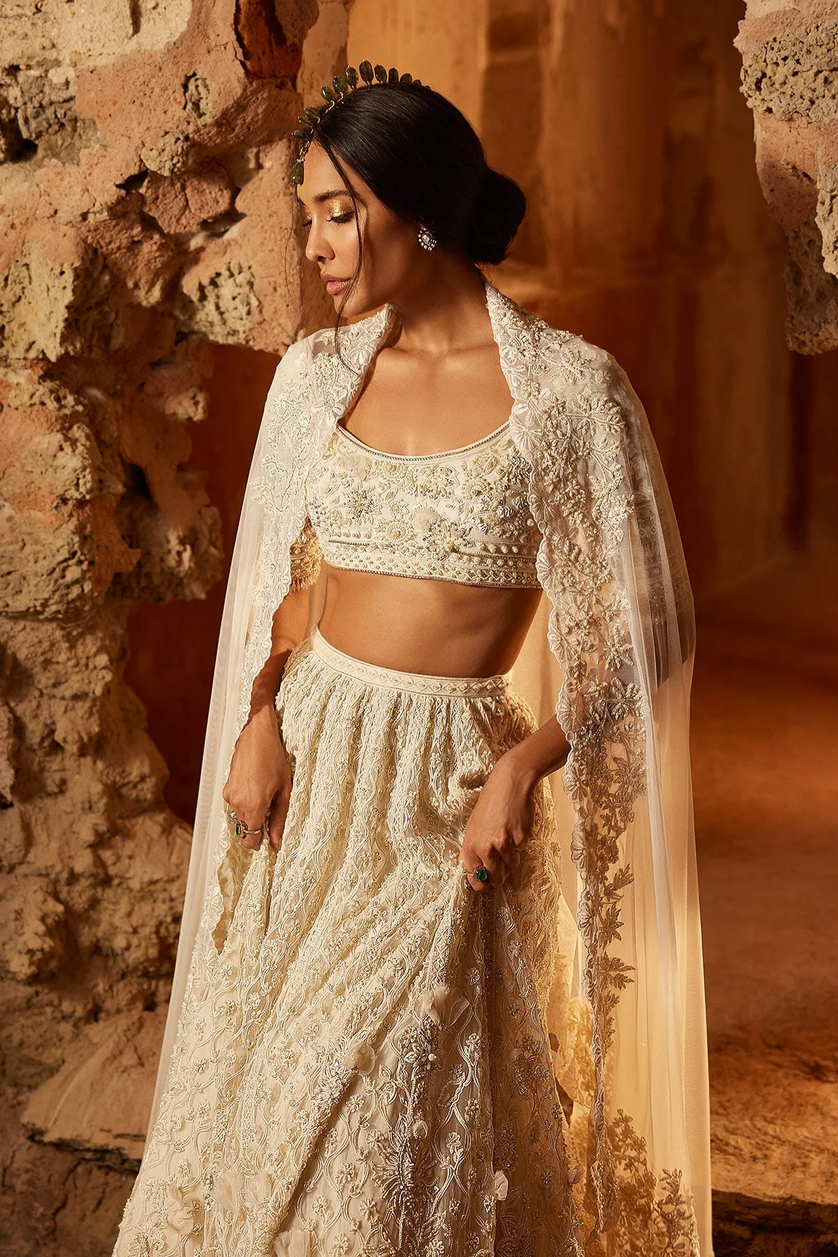 Mir by Ridhi Mehra, ivory lehenga
