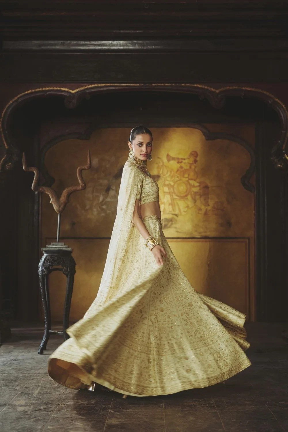 Navodaya Lehenga Set by Jigar Mali in ivory, view 4